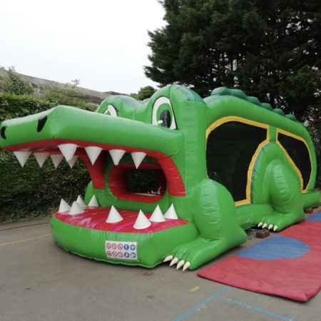 Parcours gonflable crocodile, jeu gonflable pour enfants, activité pour anniversaire, mariage, kermesse
